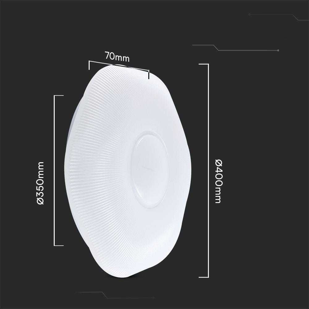 Lubinis šviestuvas V-tac 20/40W LED paviršinis šviestuvas, baltas, 3000/4000/6500K, dimeriuojamas, PLUM BLOSSOM dangtelis
