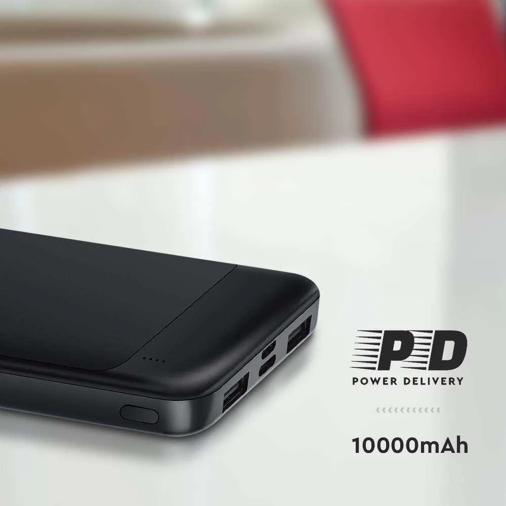 V-TAC išorinė baterija 10000mAh, 22.5W, juoda