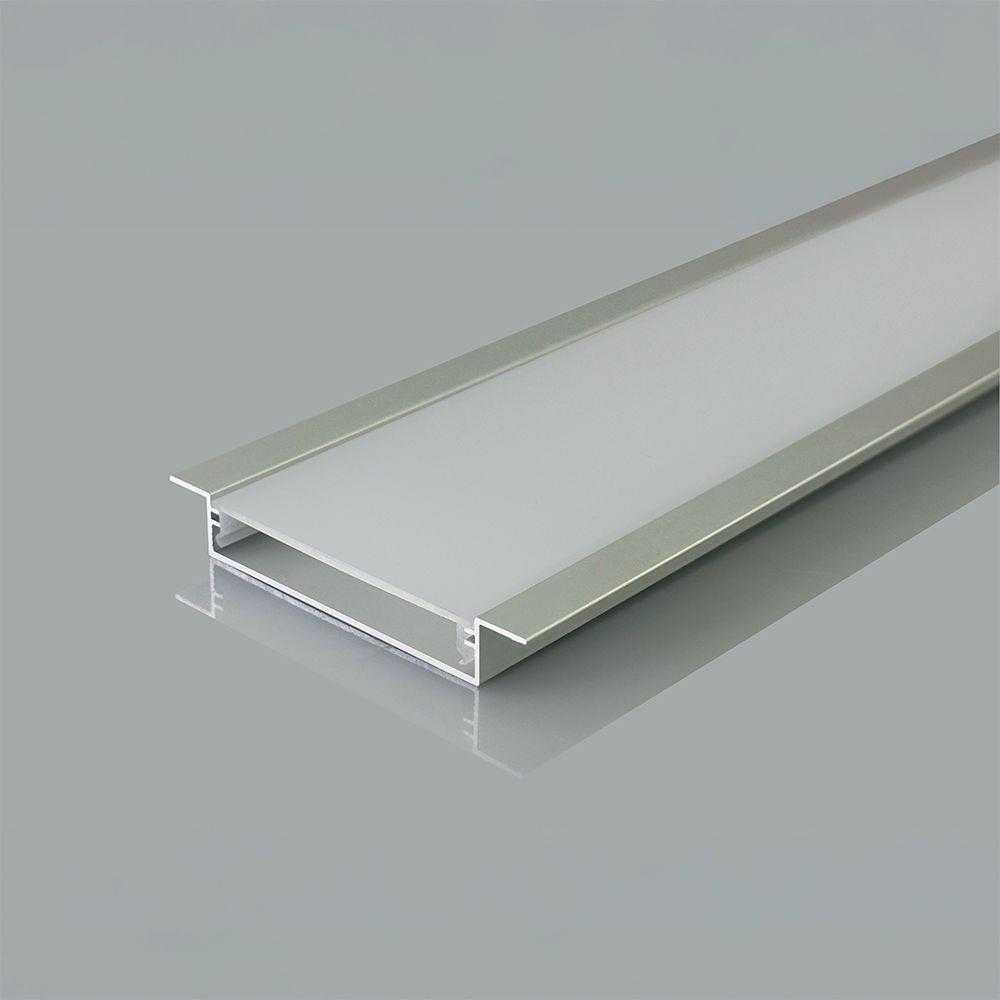 V-tac LED įleidžiamas profilis su dangteliu, sidabro sp., 2000x65x10mm