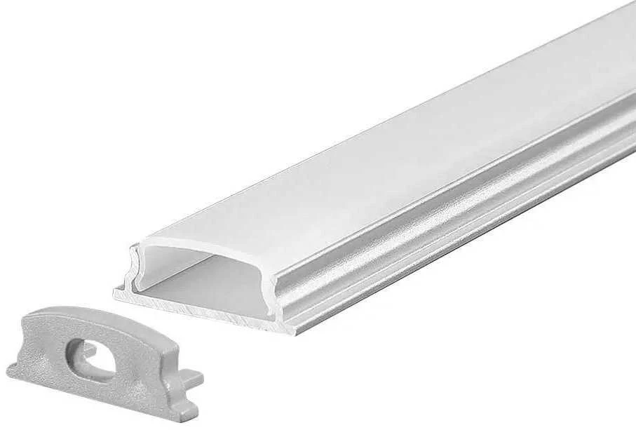 V-tac LED lankstus paviršinis profilis, sidabro sp., 2m, su dangteliu