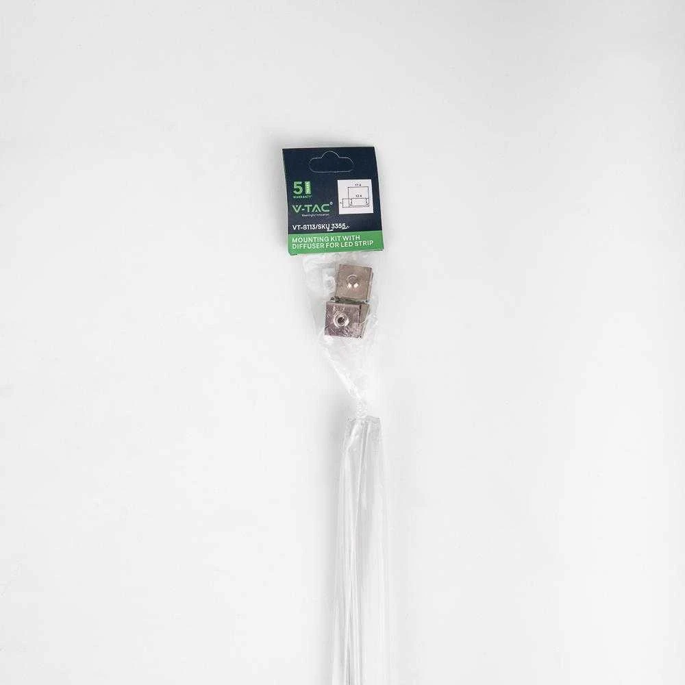 LED juostos profilis V-TAC, 2000x17.4x7mm, pilkos spalvos