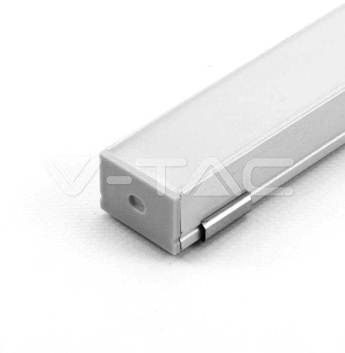 LED paviršinis profilis V-TAC, su dangteliu ir užbaigimais, aliuminio sp., 2000x30x20mm