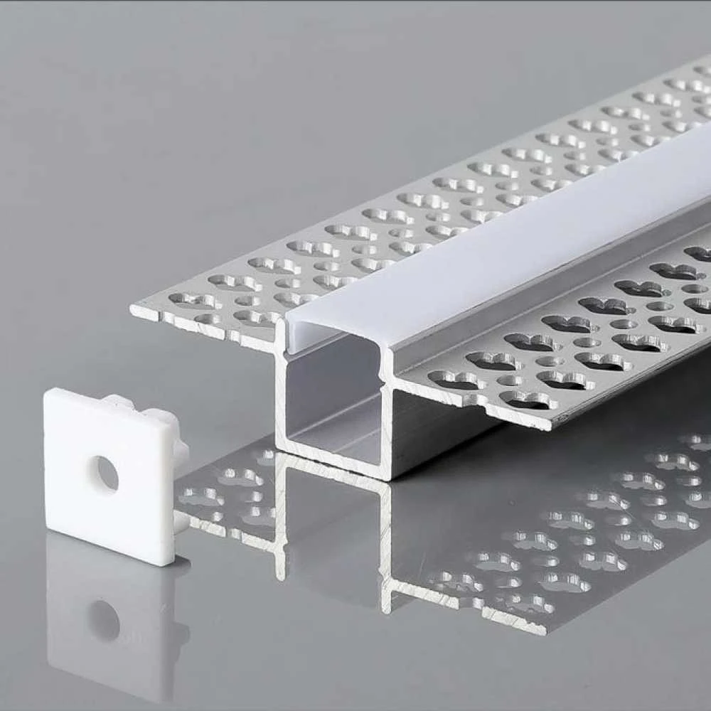 V-tac LED užglaistomas profilis su dangteliu ir užbaigimais, sidabro sp., 2m
