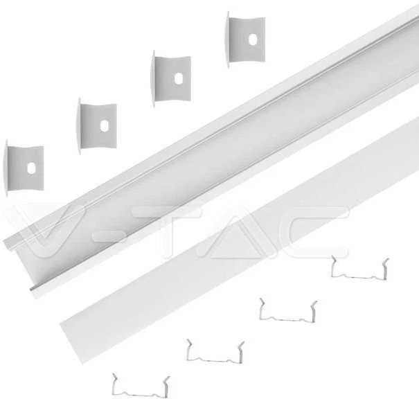 2m LED įleidžiamas profilis aliuminis V-TAC, 2000*30*20mm, pieno spalva.