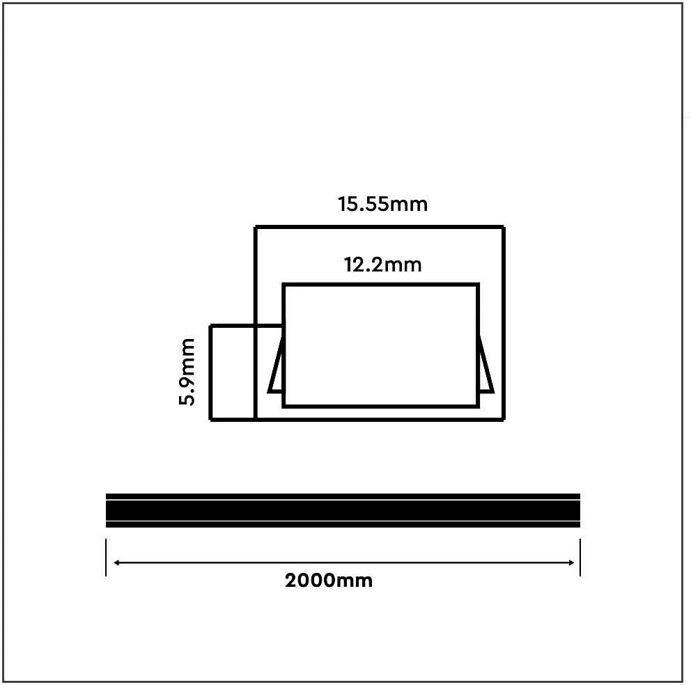 Sieninis šviestuvas LED paviršinis profilis V-TAC, su dangteliu ir užbaigimais, aliuminio sp., 2000x16x7mm