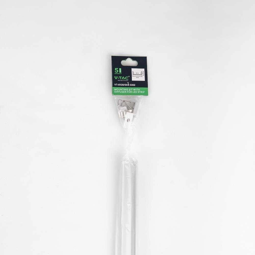 LED juostos profilis V-TAC, aliuminis, 2000x23.5x10mm, baltos spalvos.