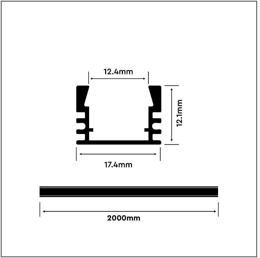 LED juostos profilis V-TAC, aliuminis, 2000x17.4x12.1mm, baltos spalvos.
