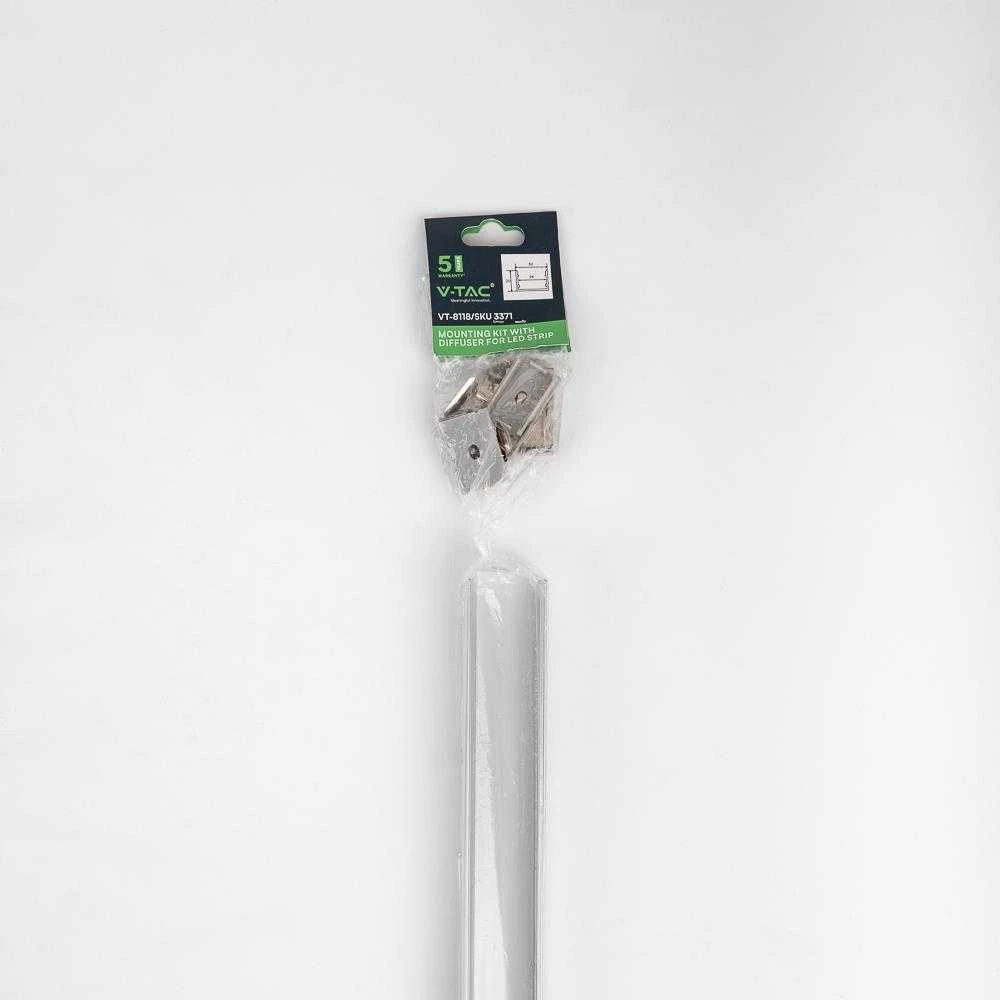 LED paviršinis profilis V-TAC, su dangteliu ir užbaigimais, aliuminio sp., 2000x30x20mm