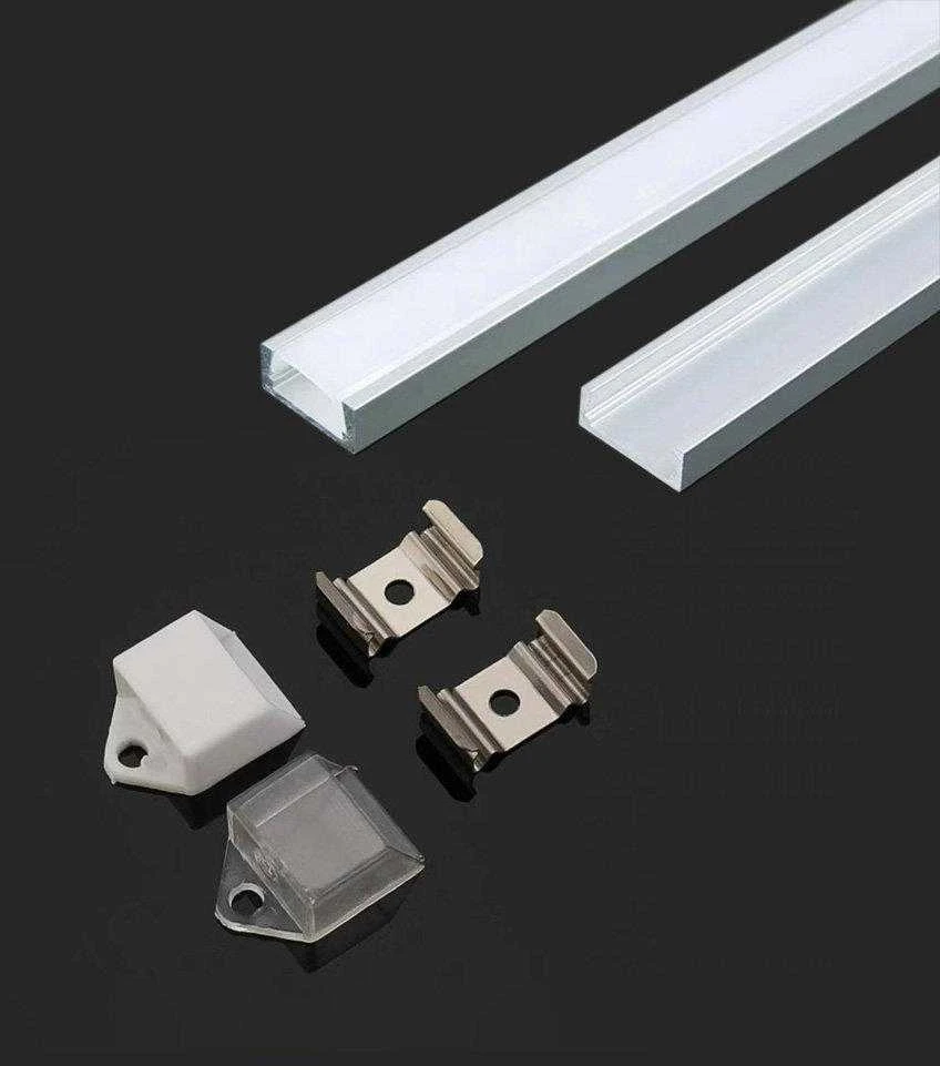 Sieninis šviestuvas LED paviršinis profilis V-TAC, su dangteliu ir užbaigimais, aliuminio sp., 2000x16x7mm