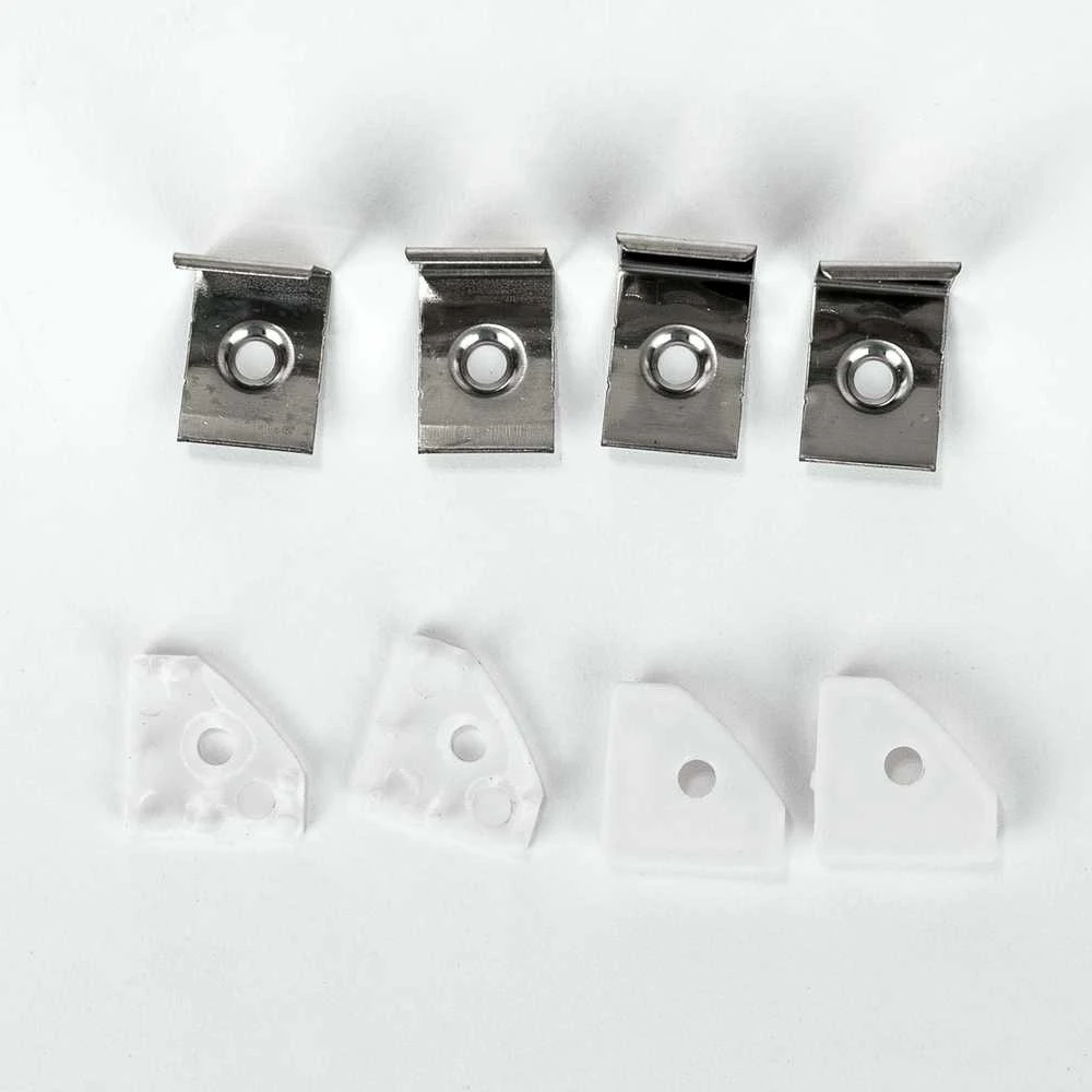 LED kampinis profilis V-TAC, su dangteliu ir užbaigimais, baltas, 2000x19x19mm