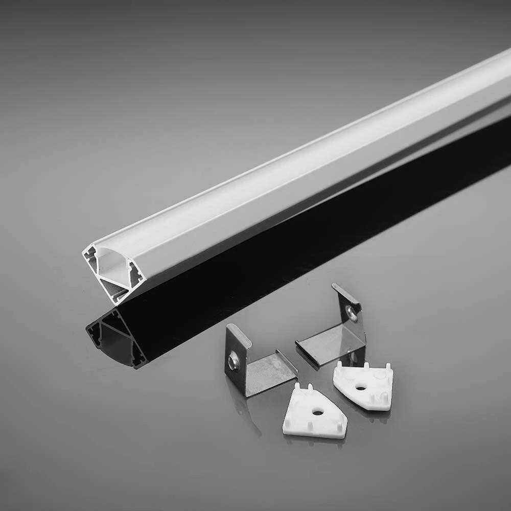 LED kampinis profilis V-TAC, su dangteliu ir užbaigimais, baltas, 2000x19x19mm