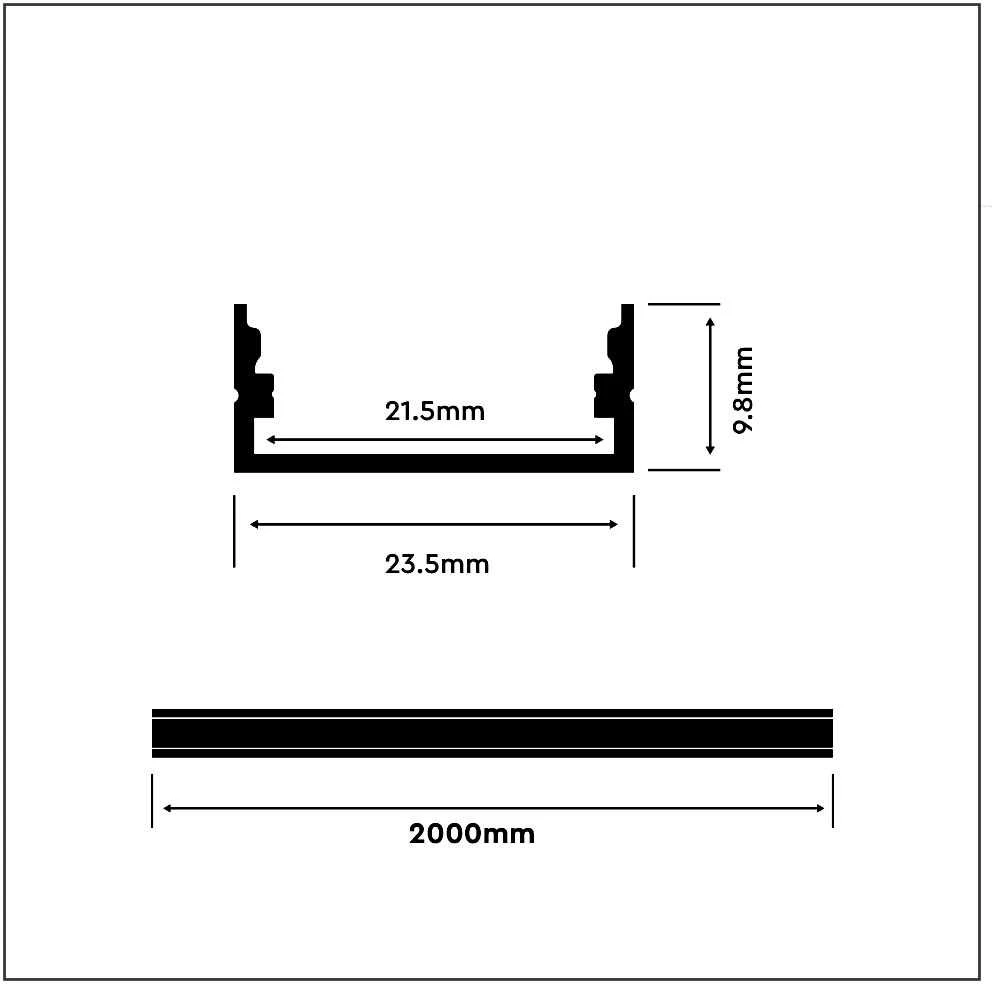 V-tac LED paviršinis profilis, 2000x23.5x10mm, baltas dangtelis, 2m