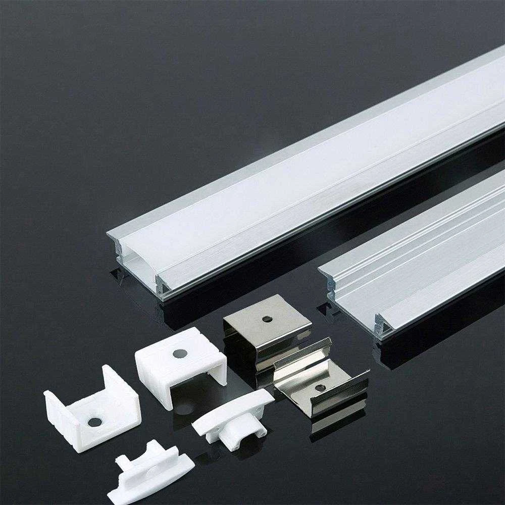 Sieninis šviestuvas LED įleidžiamas profilis V-TAC, su dangteliu ir užbaigimais, baltas, 2000x24.7x7mm