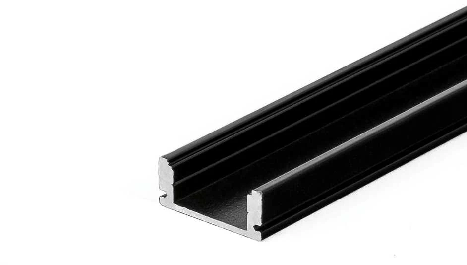 V-tac LED paviršinis profilis, juodas, 2m, su dangteliu ir montavimo priedais