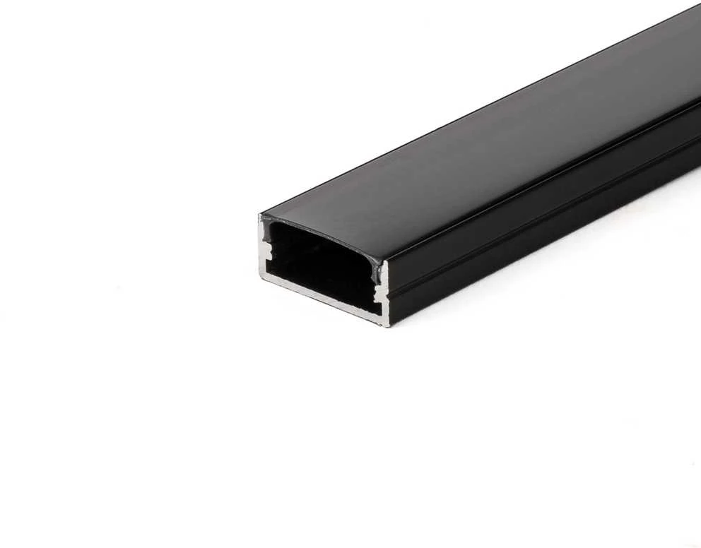 V-tac LED paviršinis profilis, juodas, 2m, su dangteliu ir montavimo priedais