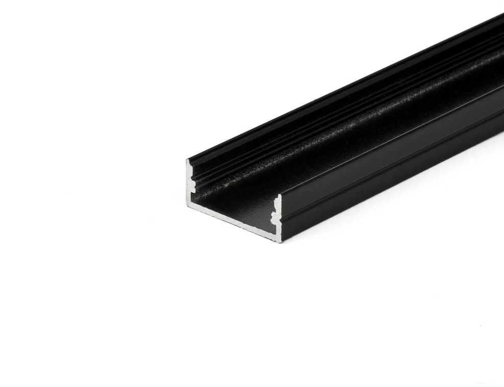 V-tac LED paviršinis profilis, juodas, 2m, su dangteliu ir montavimo priedais