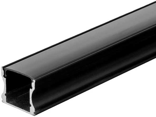 V-tac LED paviršinis profilis, juodas, 2m, su dangteliu ir montavimo priedais
