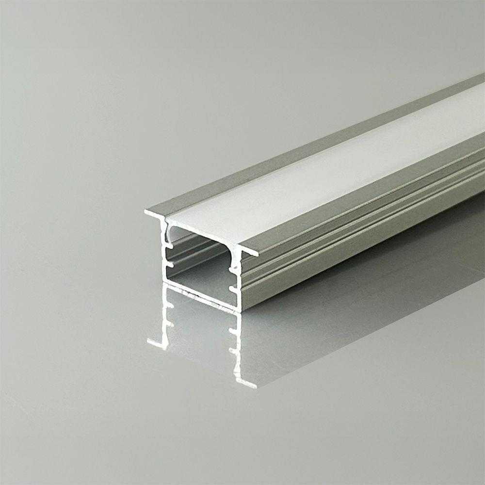 LED įleidžiamas profilis su dangteliu, sidabro sp., 2000x14.8x10mm