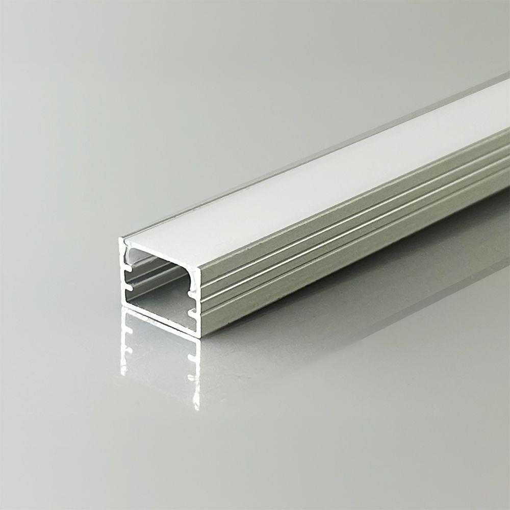 LED paviršinis profilis su dangteliu, sidabro sp., 2000x14.8x10mm