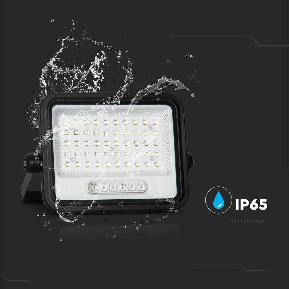 100W LED prožektorius su saulės baterija, juodas, 2000-8000K, dimeriuojamas