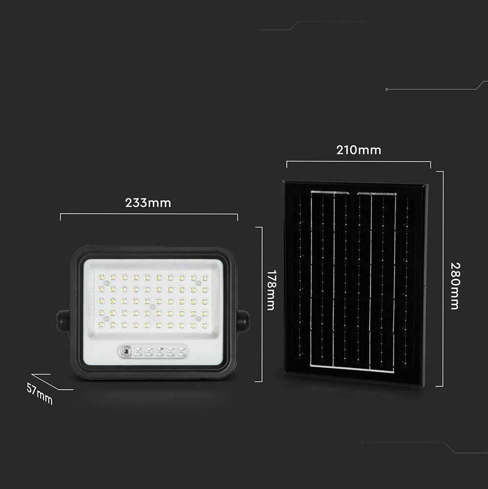 100W LED prožektorius su saulės baterija, juodas, 2000-8000K, dimeriuojamas