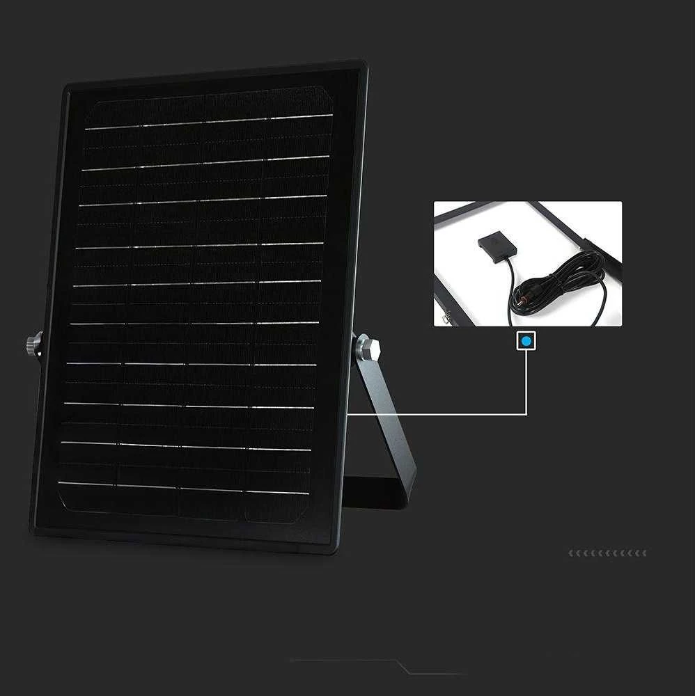 V-tac 10W LED prožektorius su saulės baterija ir judesio davikliu, juodas, 4000/6000K