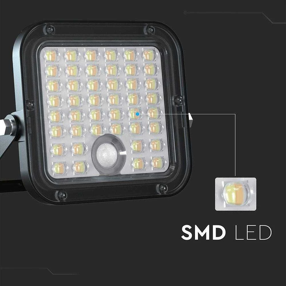 V-tac 10W LED prožektorius su saulės baterija ir judesio davikliu, juodas, 4000/6000K