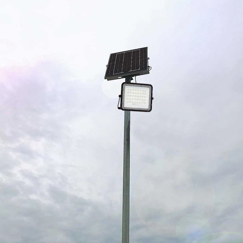 V-tac 10W LED prožektorius su saulės baterija, juodas, 4000K