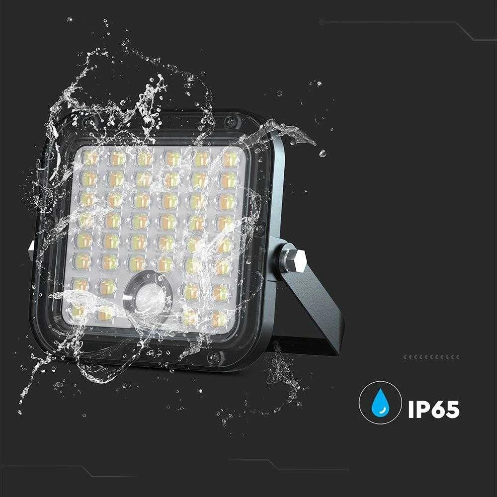 V-tac 10W LED prožektorius su saulės baterija ir judesio davikliu, juodas, 4000/6000K