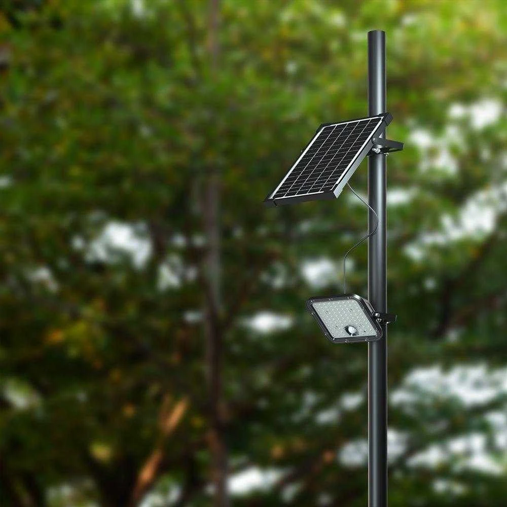 V-tac 10W LED prožektorius su saulės baterija ir judesio davikliu, juodas, 4000/6000K