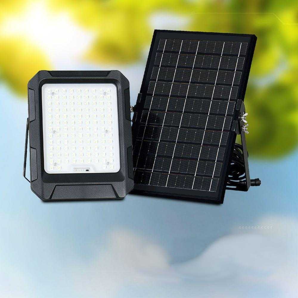 V-tac 10W LED prožektorius su saulės baterija, juodas, 4000K