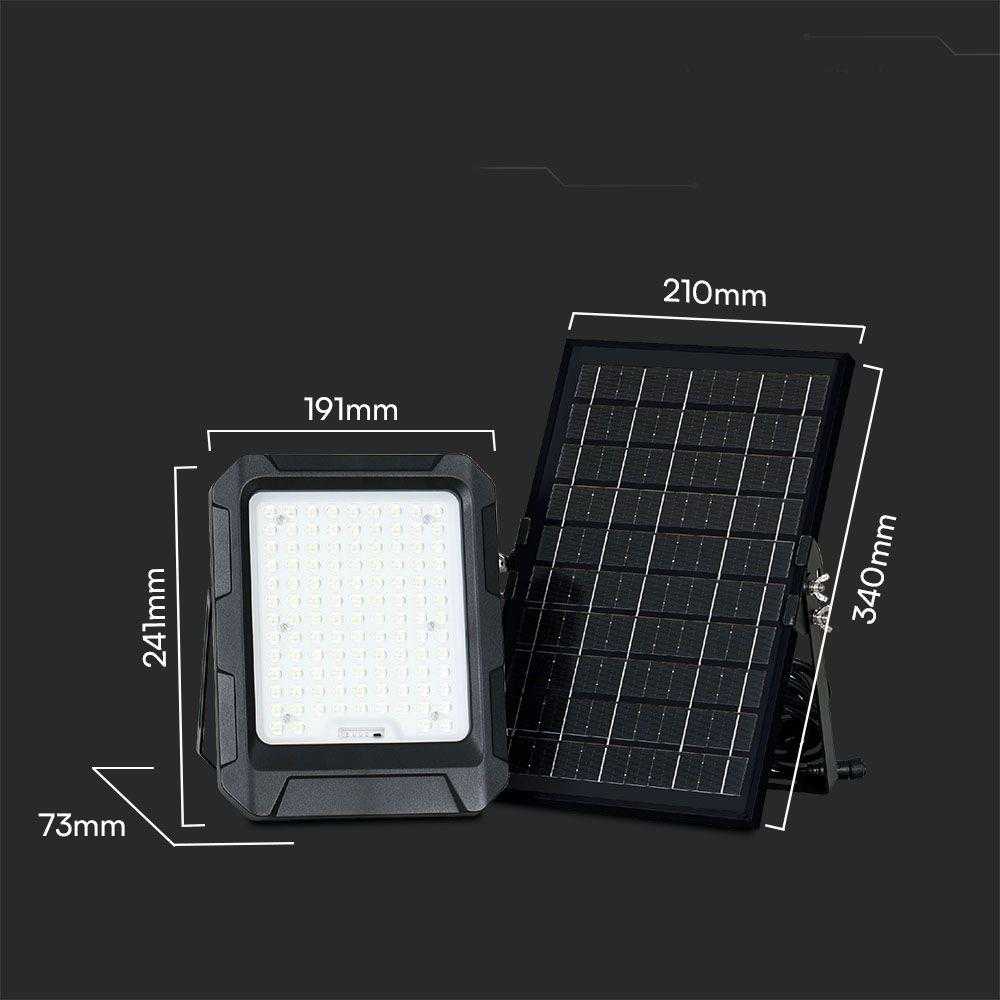 V-tac 10W LED prožektorius su saulės baterija, juodas, 4000K