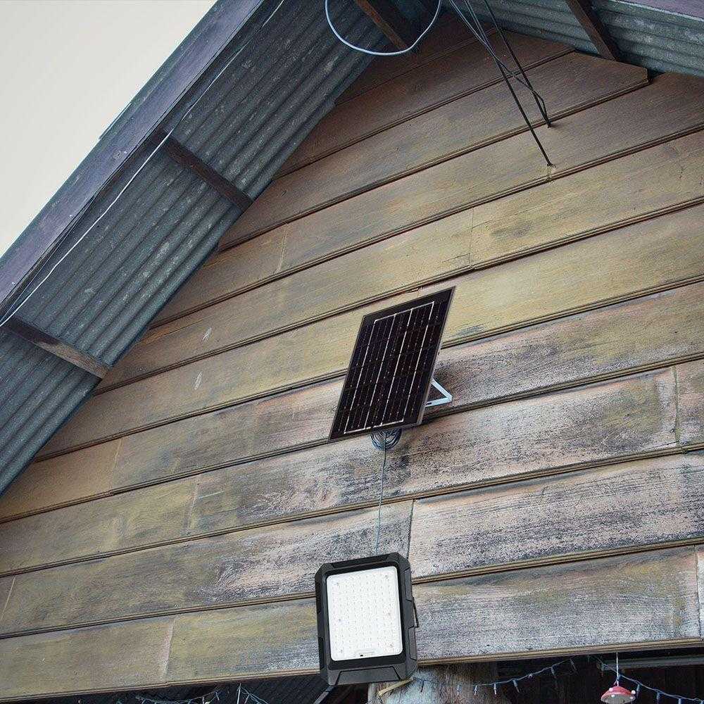 V-tac 10W LED prožektorius su saulės baterija, juodas, 4000K