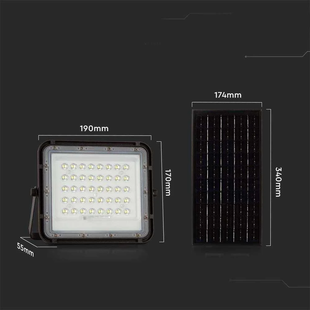 V-tac 10W LED prožektorius su saulės baterija, juodas, 4000K