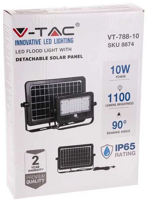 V-tac 10W LED prožektorius su saulės baterija. 4000K (natūraliai balta)