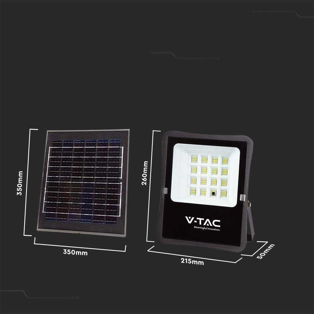 V-tac 12W LED prožektorius su saulės baterija, juodas, 4000K