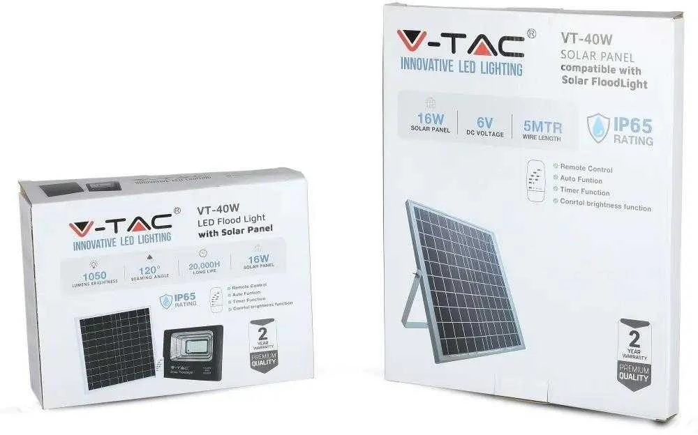 V-tac 16W LED prožektorius su saulės baterija.