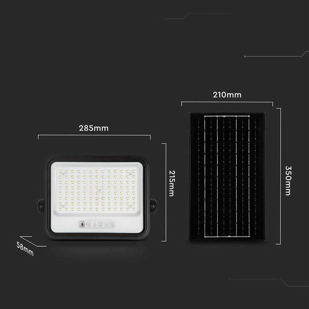 200W LED prožektorius su saulės baterija, juodas, 2000-8000K, dimeriuojamas