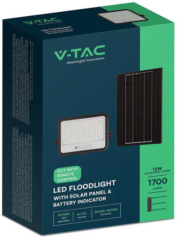 200W LED prožektorius su saulės baterija, juodas, 2000-8000K, dimeriuojamas
