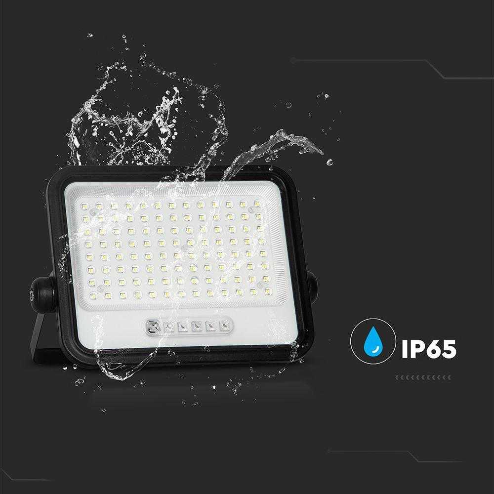 200W LED prožektorius su saulės baterija, juodas, 2000-8000K, dimeriuojamas