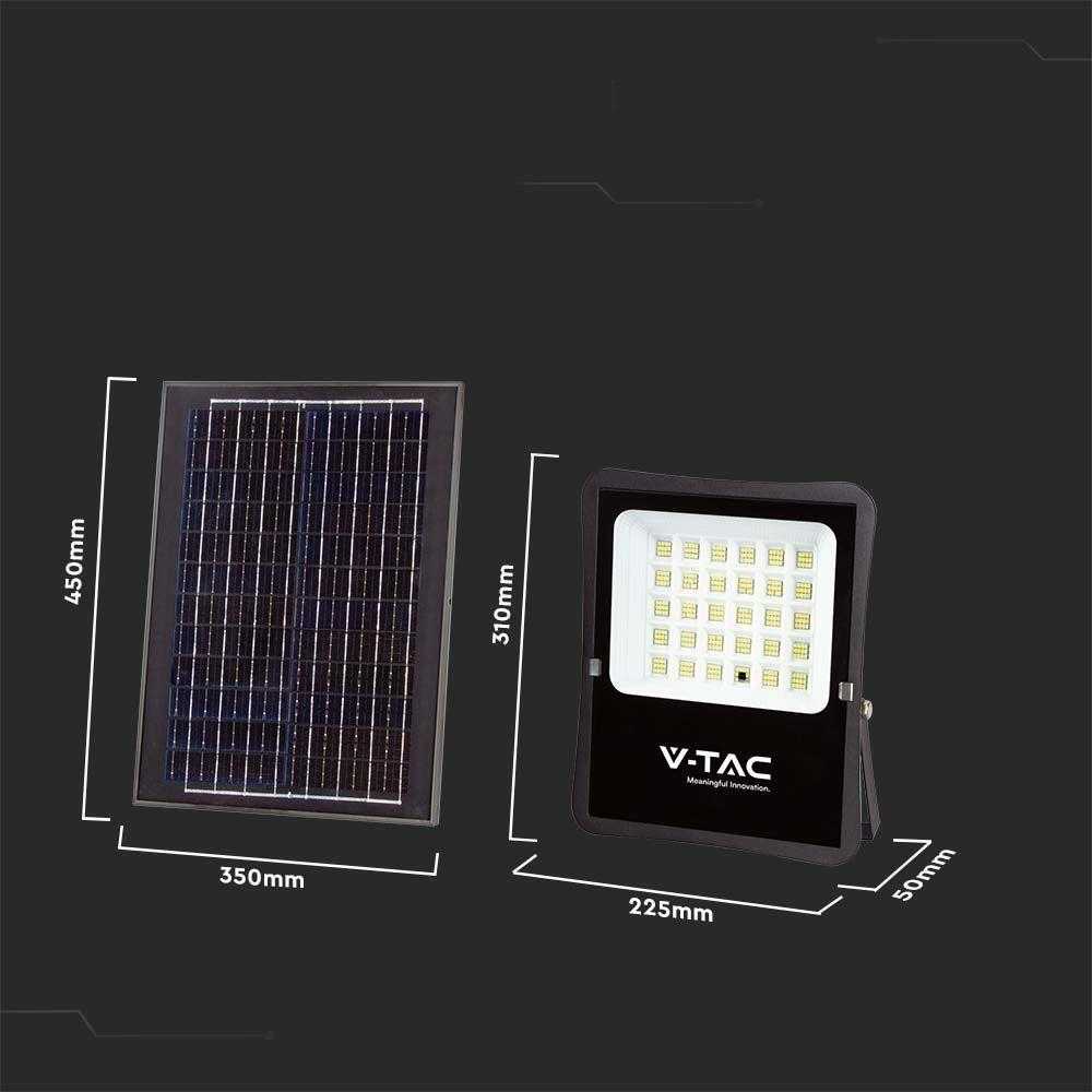 V-tac 20W LED prožektorius su saulės baterija, juodas, 4000K