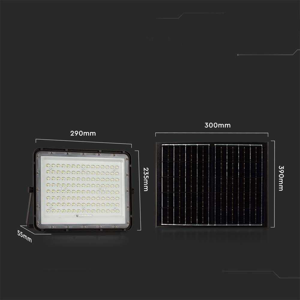 V-tac 20W LED prožektorius su saulės baterija, juodas, 6400K