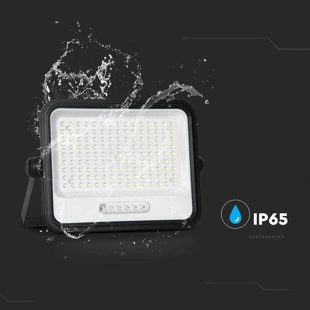 300W LED prožektorius su saulės baterija, juodas, 2000-8000K, dimeriuojamas