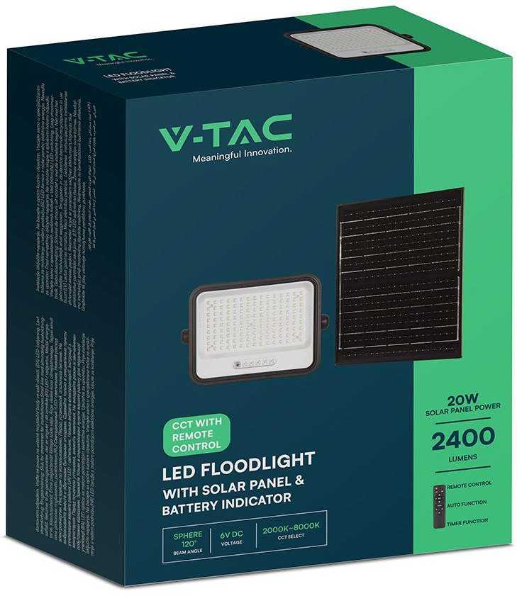 300W LED prožektorius su saulės baterija, juodas, 2000-8000K, dimeriuojamas