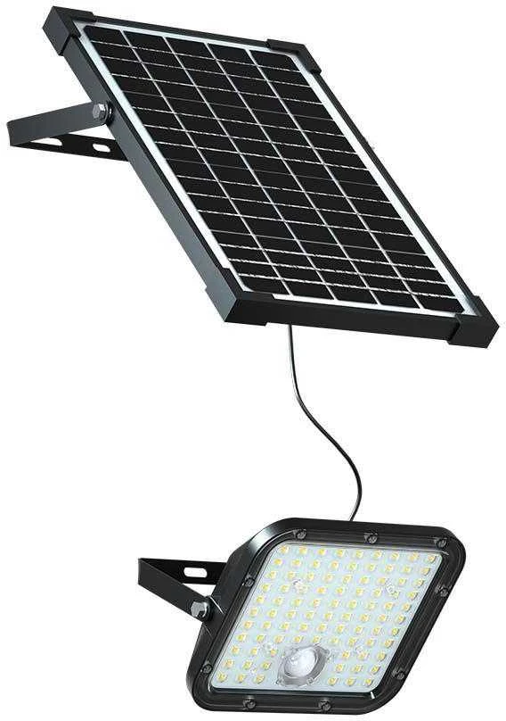V-tac 30W LED prožektorius su saulės baterija, juodas, 4000K, su judesio davikliu