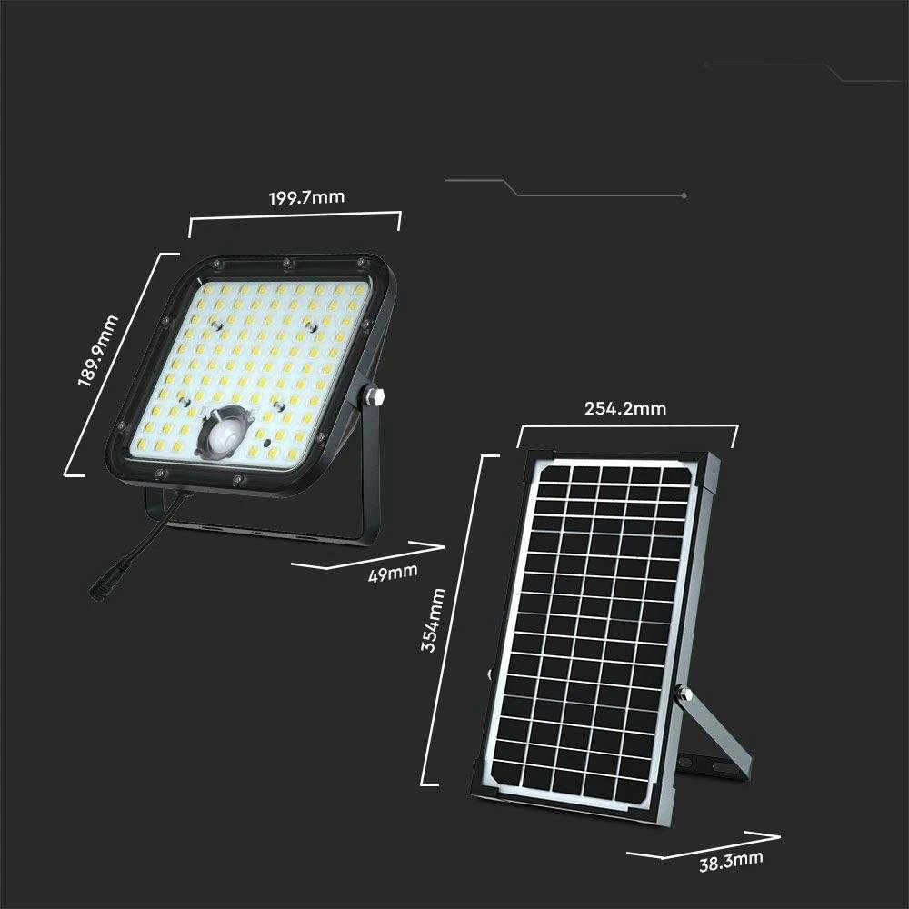 V-tac 30W LED prožektorius su saulės baterija, juodas, 4000K, su judesio davikliu