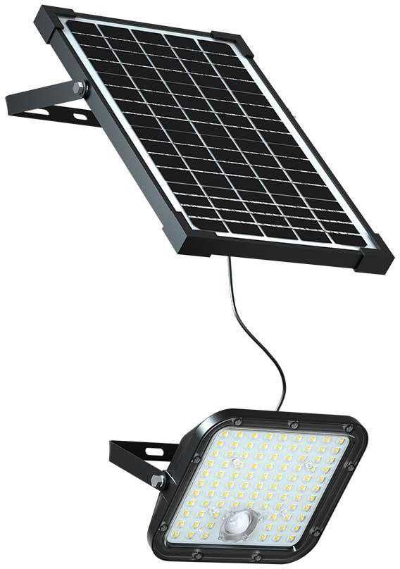 V-tac 30W LED prožektorius su saulės baterija, juodas, 6400K, su judesio davikliu