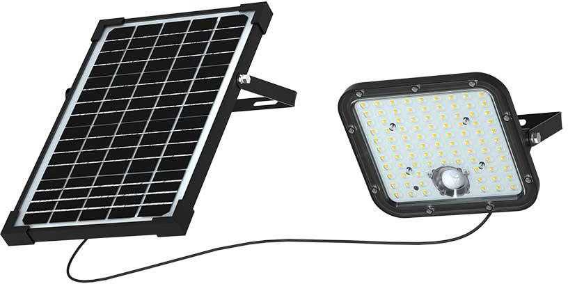 V-tac 30W LED prožektorius su saulės baterija, juodas, 6400K, su judesio davikliu