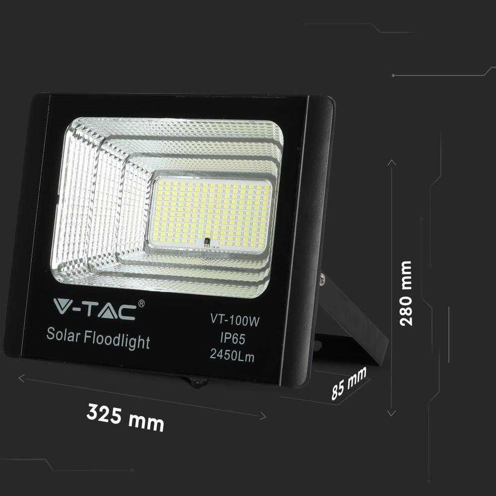 V-tac 35W LED prožektorius su saulės baterija, juodas, 6000K