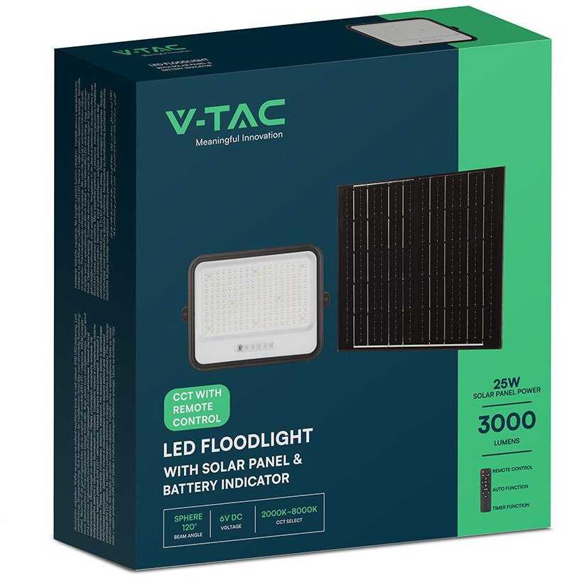 400W LED prožektorius su saulės baterija, juodas, 2000-8000K, dimeriuojamas